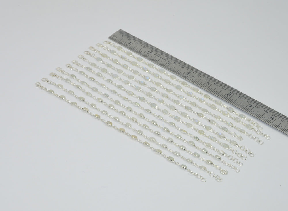 Wholesale11PC 925 SolidSterlingSilver RAINBOW MOONSTONE BRACELET LotGTC081