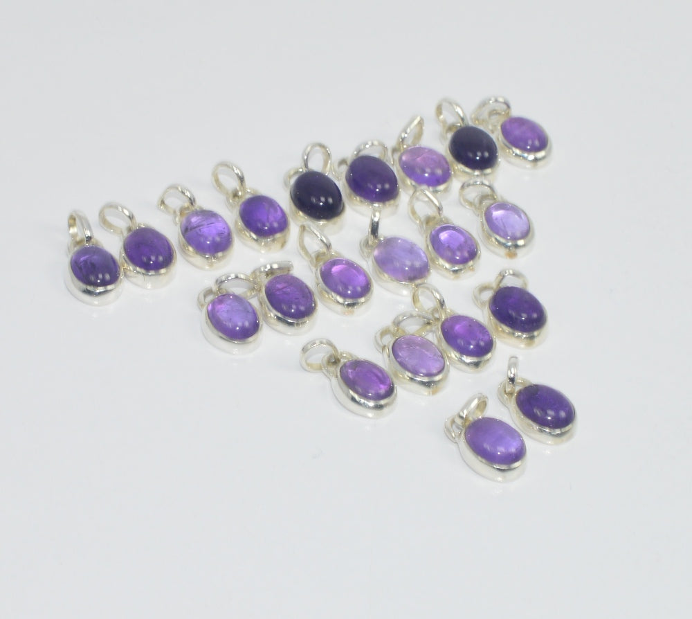 Wholesale 21PC 925 Solid Sterling Silver PURPLE AMETHYST PENDANT Lot GTC083