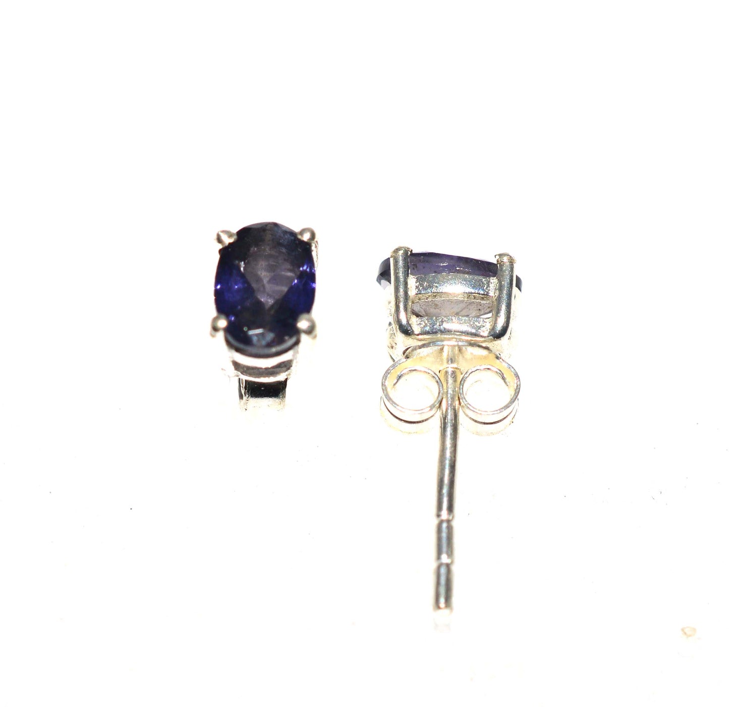 WHOLESALE 5PR 925 SOLID STERLING SILVER FACETED BLUE IOLITE STUD EARRING LOT
