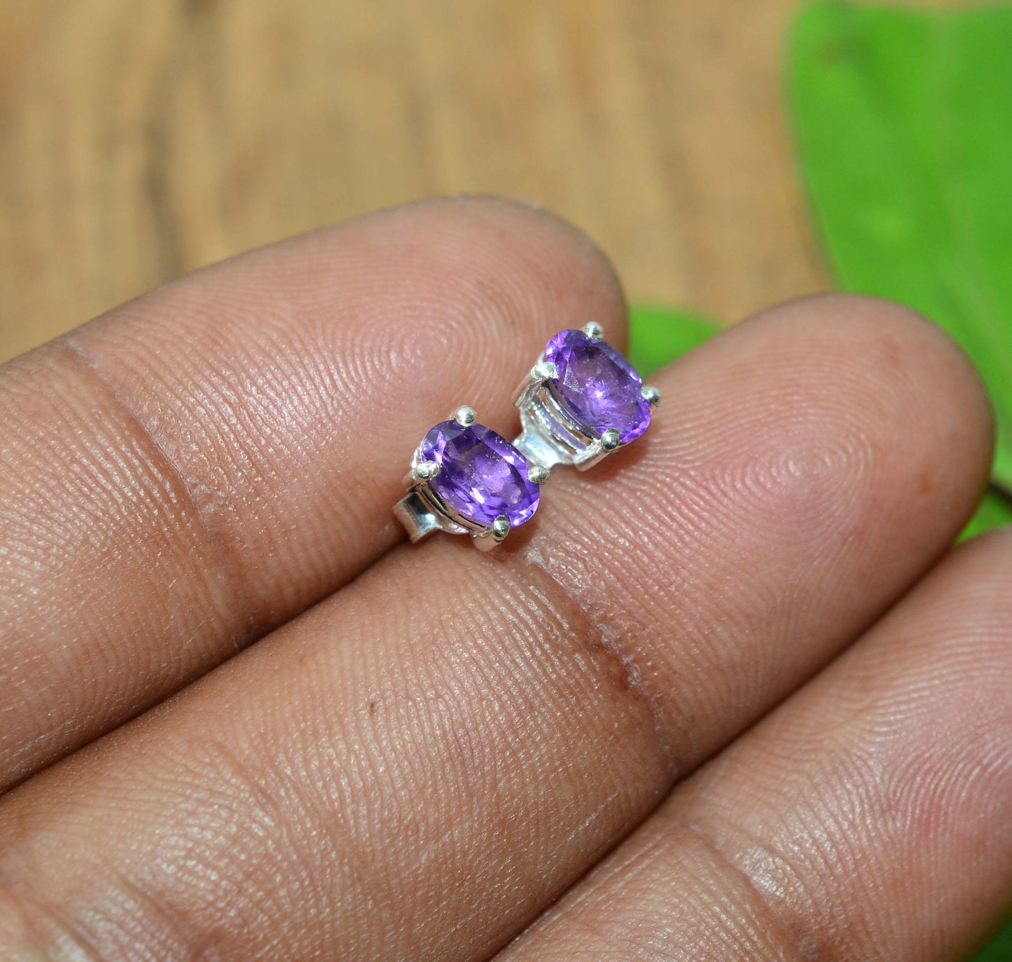 WHOLESALE 11PR 925 SOLID STERLING SILVER CUT PURPLE AMETHYST STUD EARRING LOT