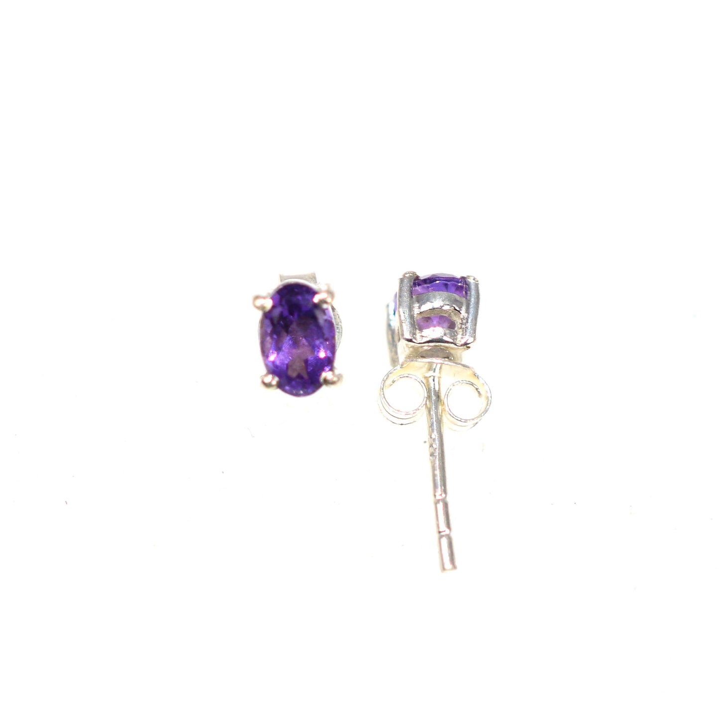 WHOLESALE 5PR 925 SOLID STERLING SILVER CUT PURPLE AMETHYST STUD EARRING LOT