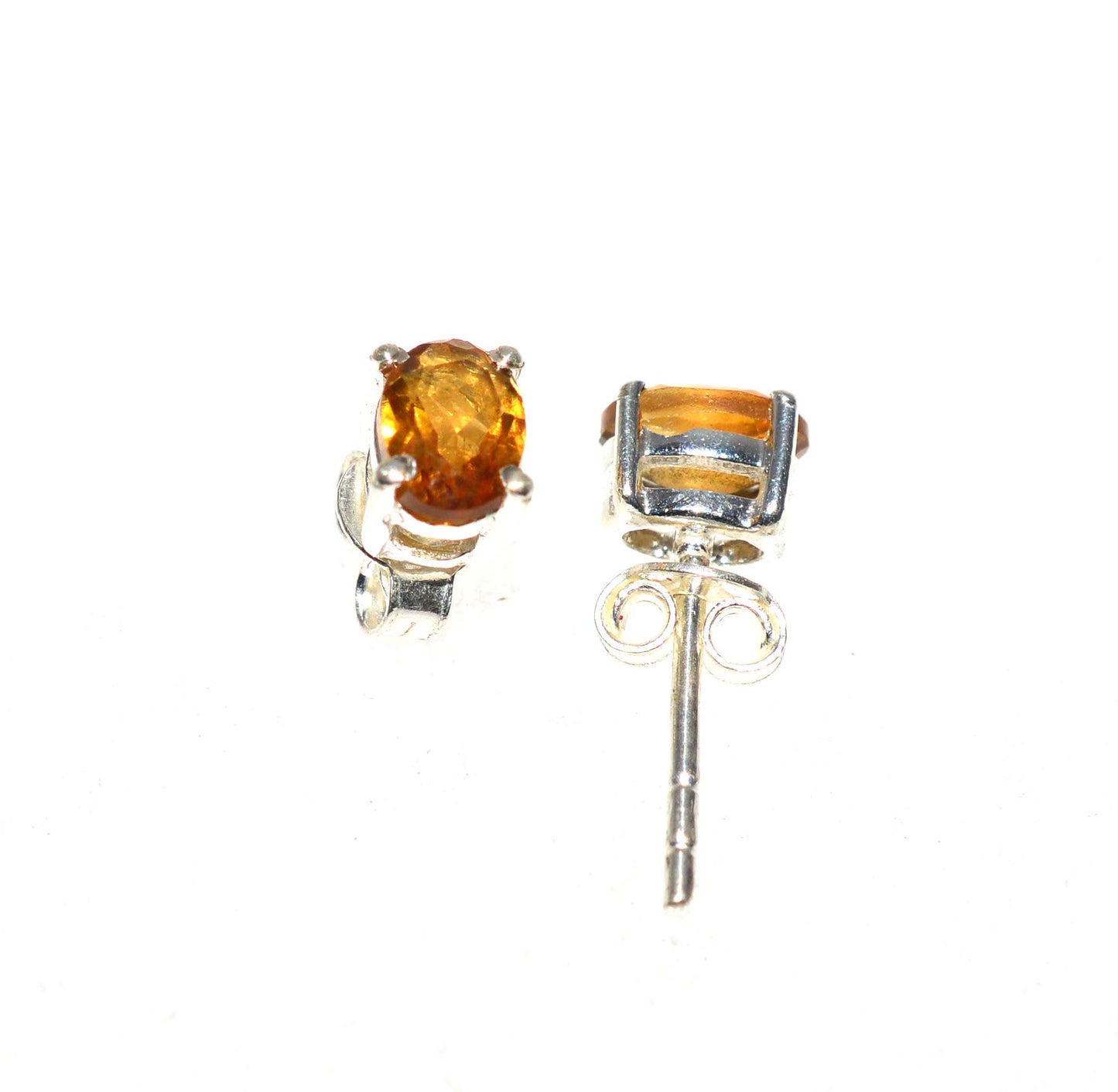 WHOLESALE 4PR 925 SOLID STERLING SILVER CUT YELLOW CITRINE STUD EARRING LOT