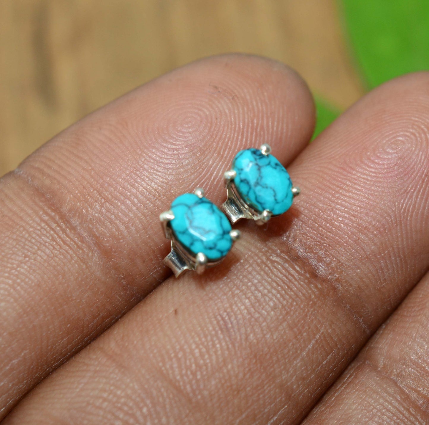 WHOLESALE 5PR 925 SOLID STERLING SILVER BLUE TURQUOISE STUD EARRING LOT
