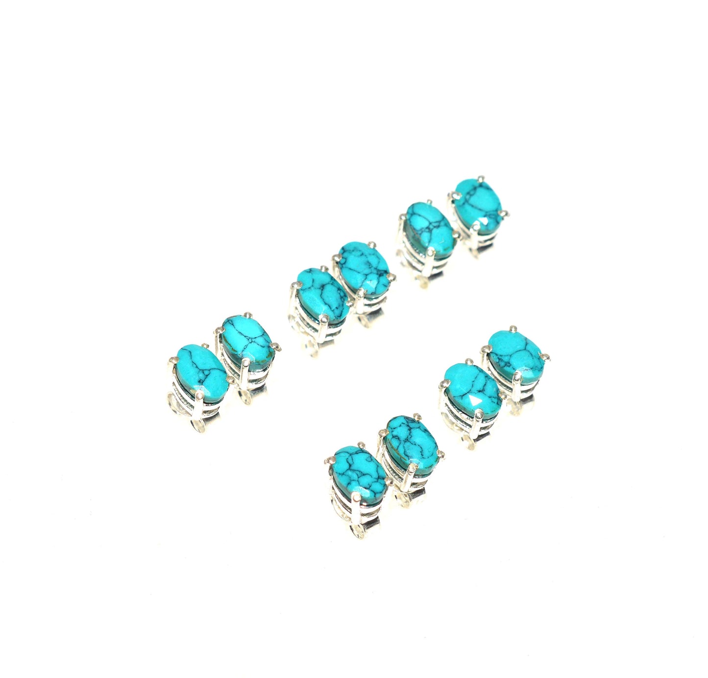 WHOLESALE 5PR 925 SOLID STERLING SILVER BLUE TURQUOISE STUD EARRING LOT