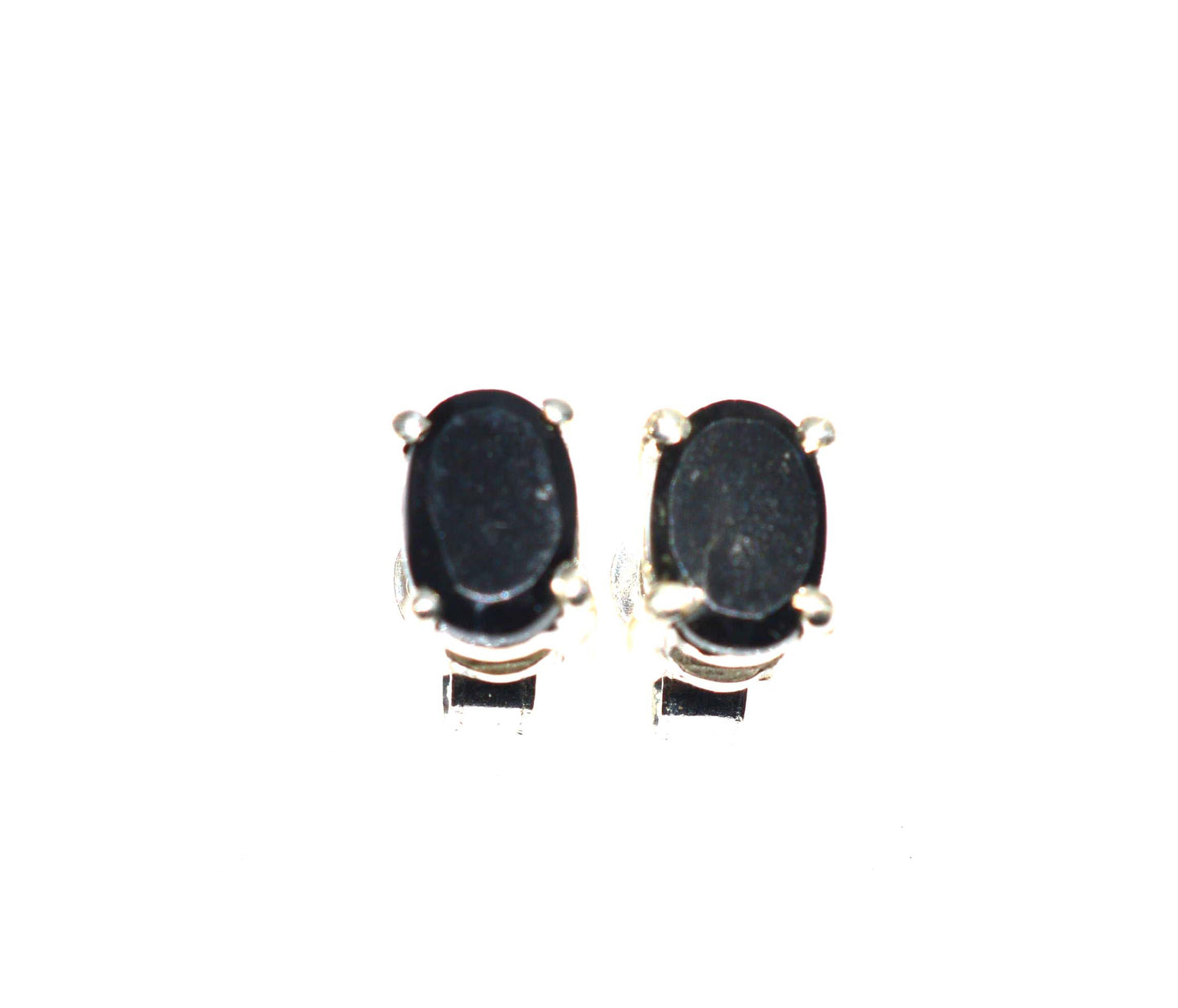 925 SOLID STERLING SILVER FACETED BLACK ONYX STUD EARRING