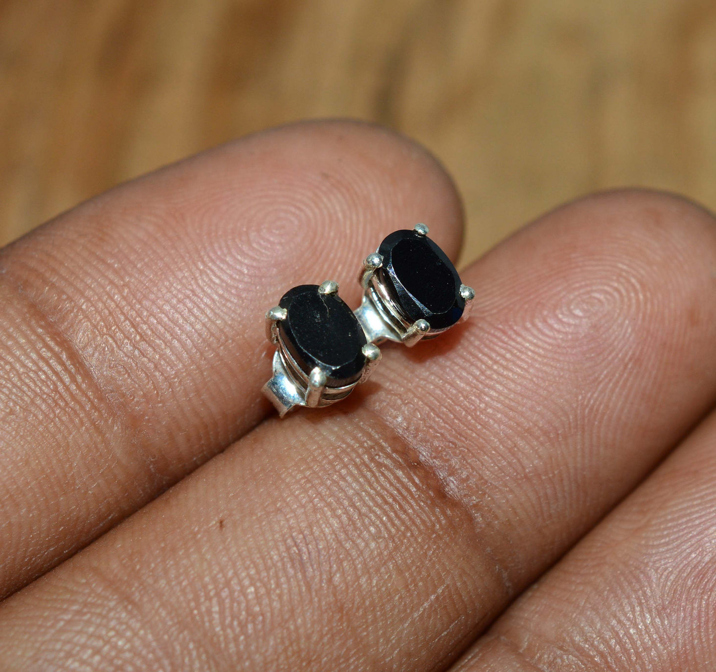 WHOLESALE 4PR 925 SOLID STERLING SILVER CUT BLACK ONYX STUD EARRING LOT