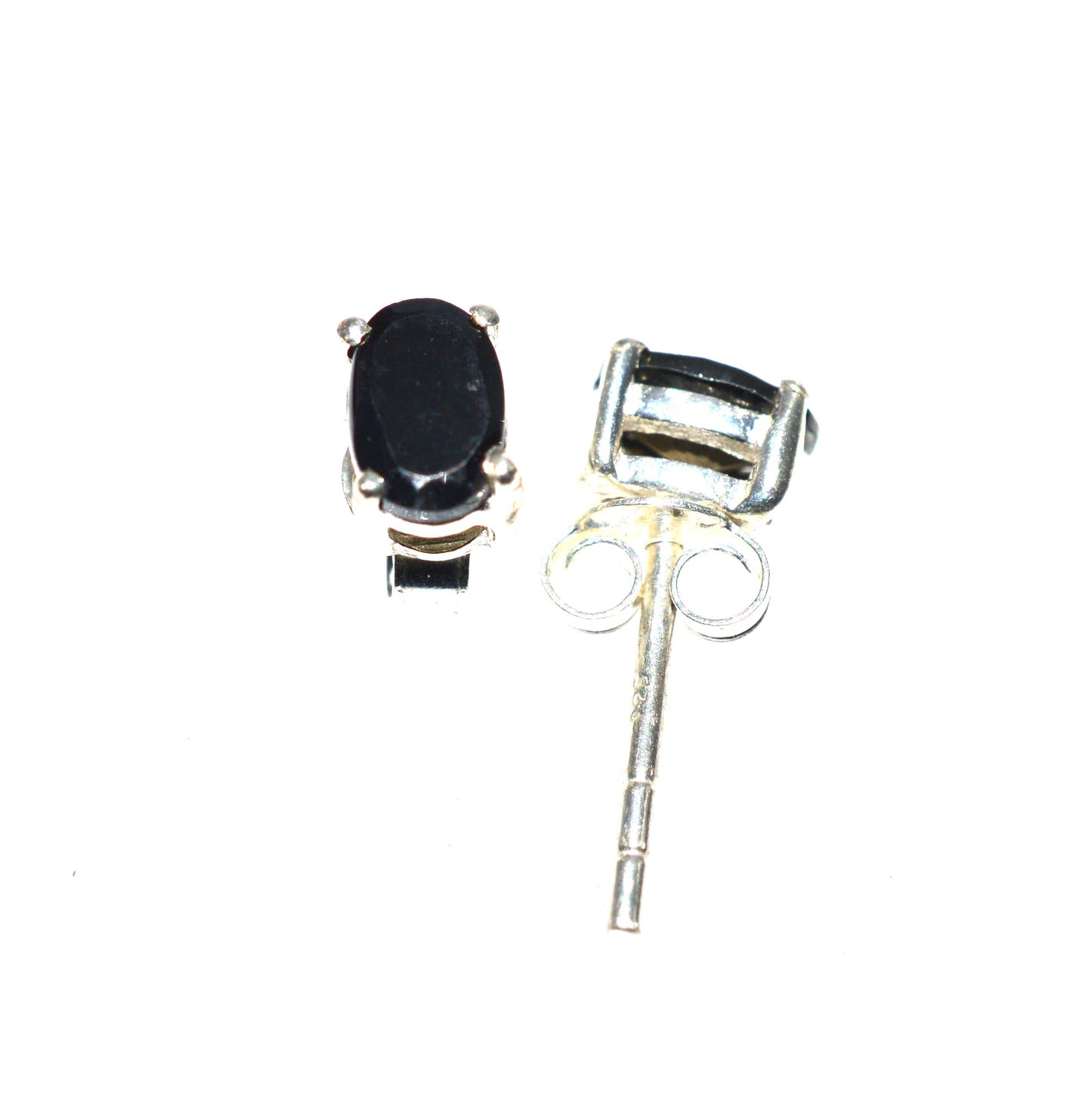 WHOLESALE 4PR 925 SOLID STERLING SILVER CUT BLACK ONYX STUD EARRING LOT