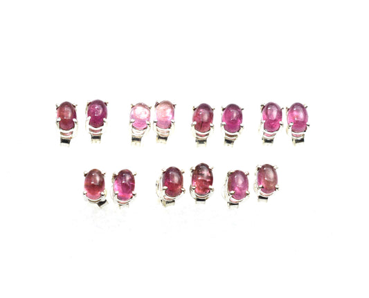 WHOLESALE 7PR 925 SOLID STERLING SILVER CUT PINK TOURMALINE STUD EARRING LOT