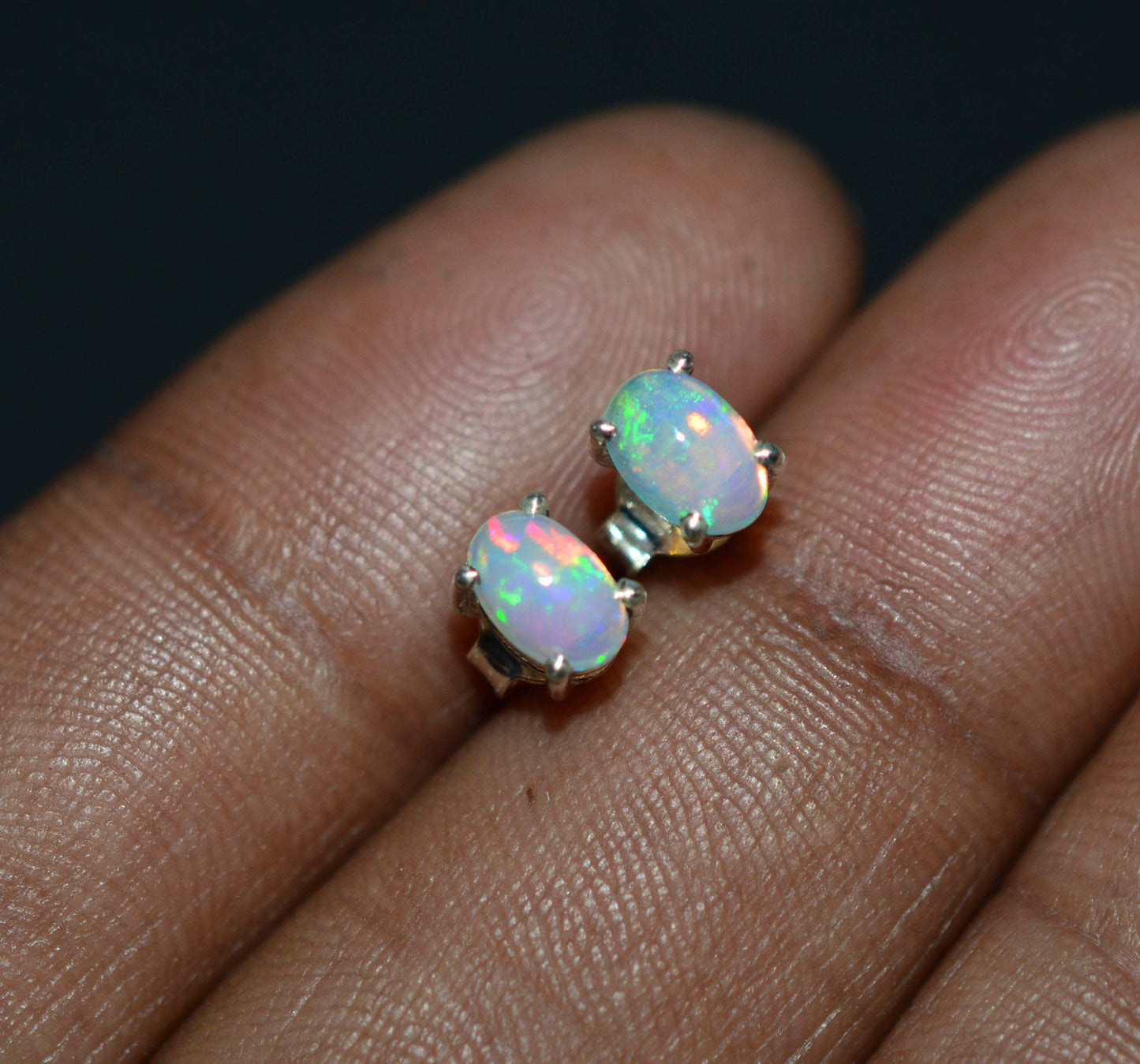 WHOLESALE 11PR 925 SOLID STERLING SILVER ETHIOPIAN OPAL STUD EARRING LOT