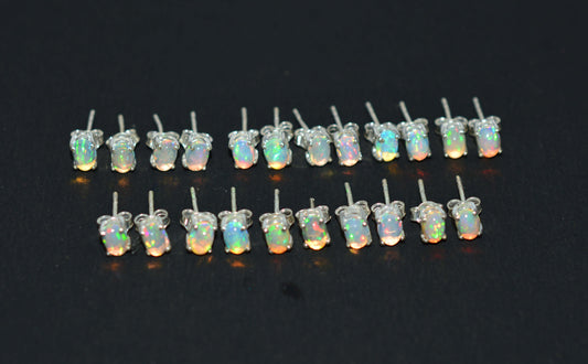 WHOLESALE 11PR 925 SOLID STERLING SILVER ETHIOPIAN OPAL STUD EARRING LOT