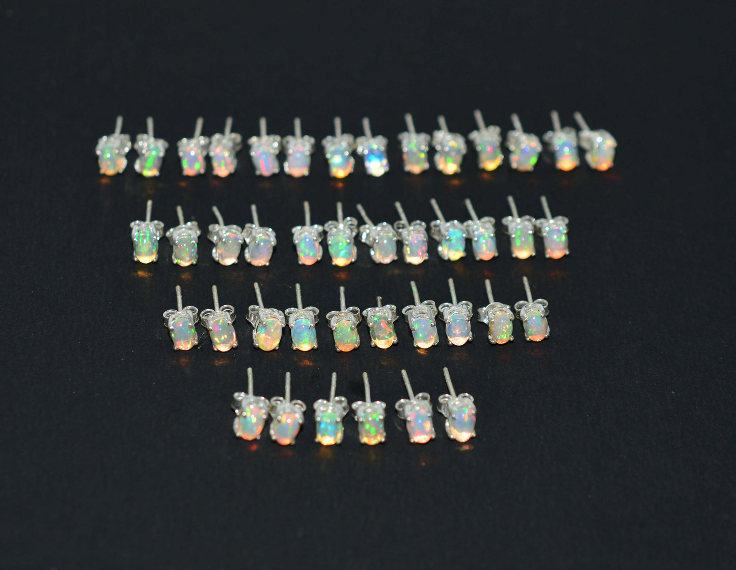 WHOLESALE 21PR 925 SOLID STERLING SILVER ETHIOPIAN OPAL STUD EARRING LOT