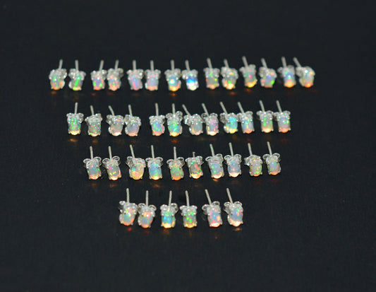 WHOLESALE 21PR 925 SOLID STERLING SILVER ETHIOPIAN OPAL STUD EARRING LOT