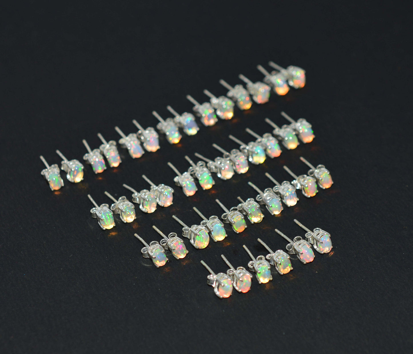 WHOLESALE 21PR 925 SOLID STERLING SILVER ETHIOPIAN OPAL STUD EARRING LOT
