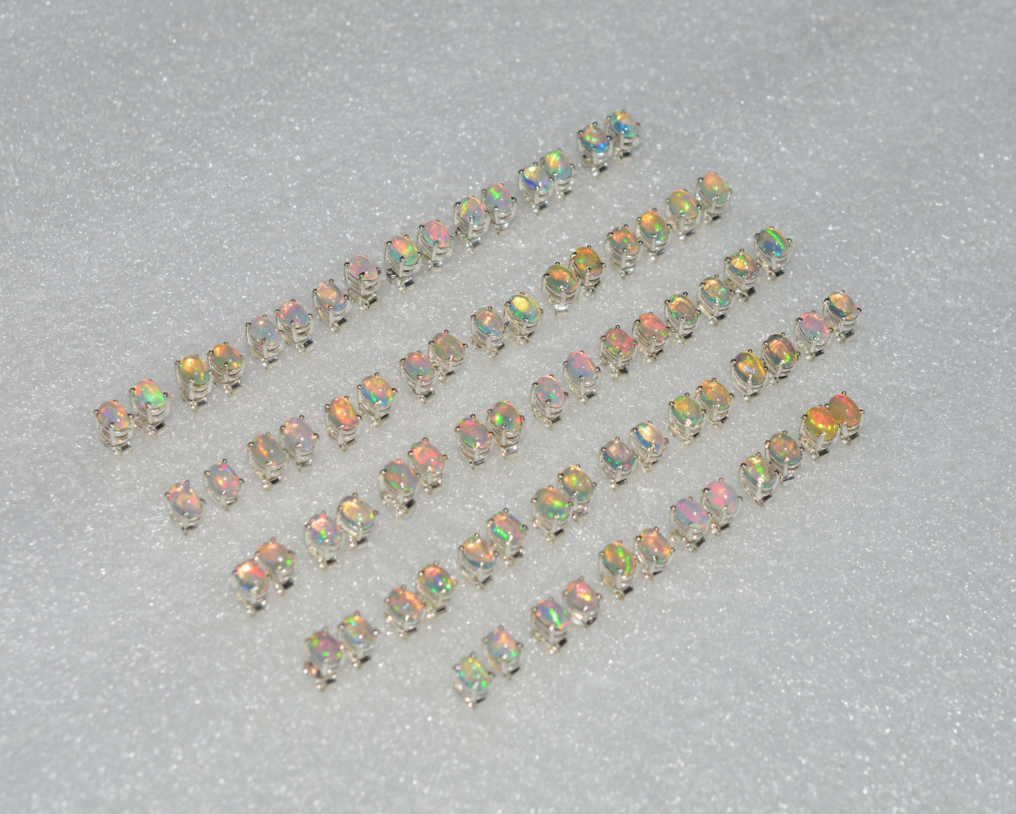 WHOLESALE 38PR 925 SOLID STERLING SILVER ETHIOPIAN OPAL STUD EARRING LOT