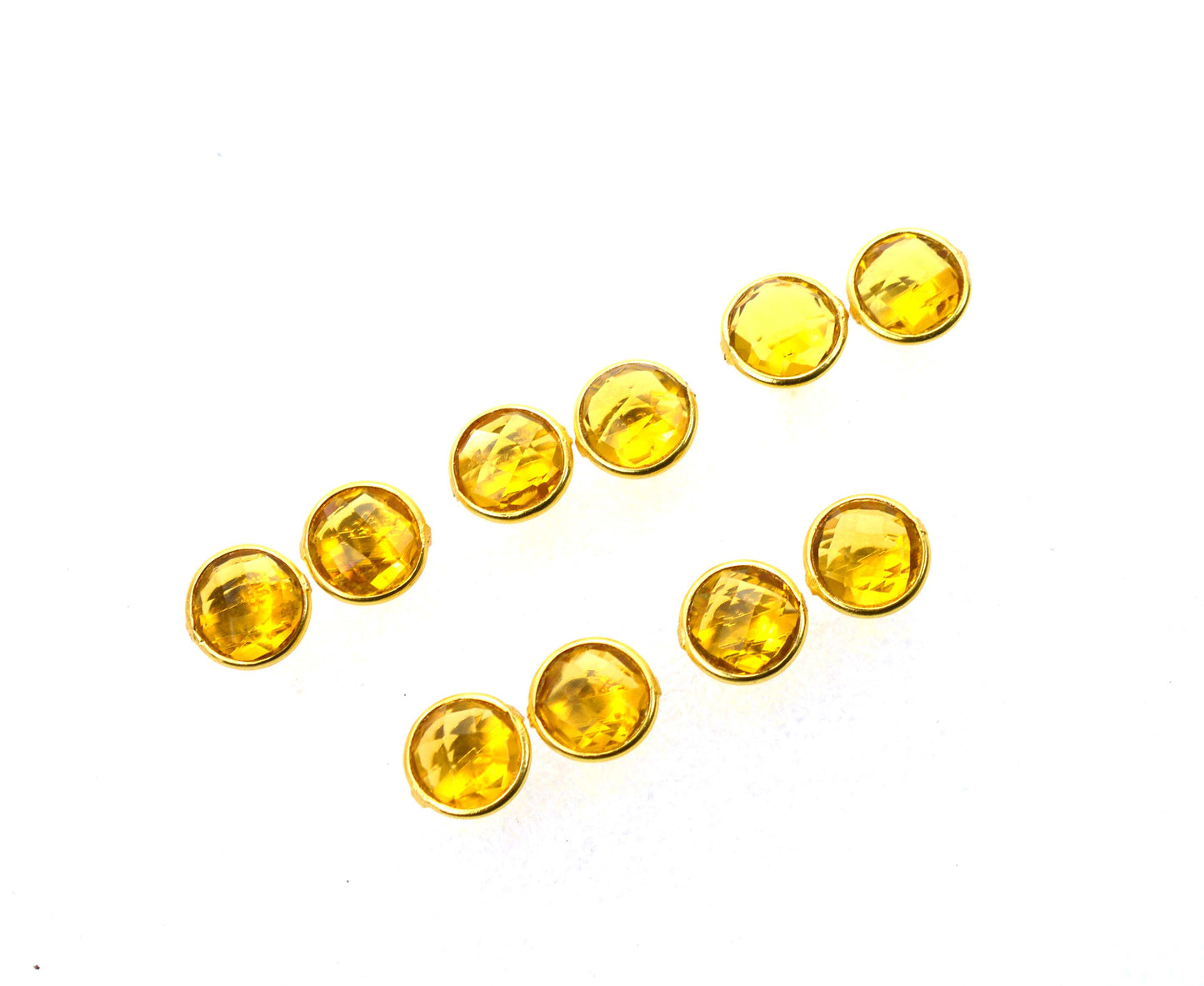 WHOLESALE 5PR 925 SOLID STERLING 24CT GOLD OVERLAY CUT CITRINE STUD LOT