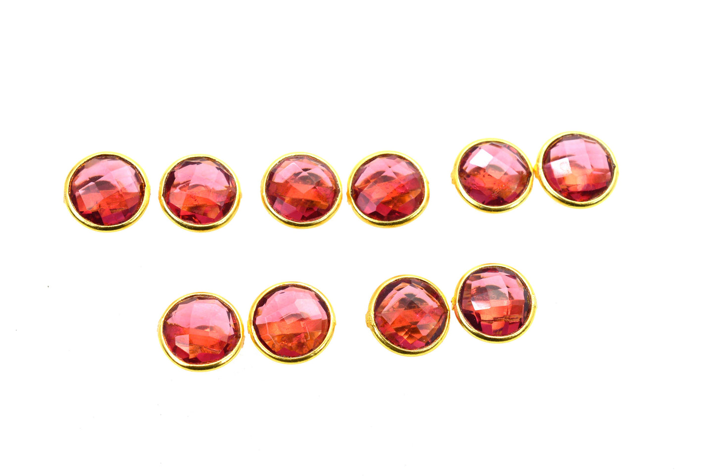 WHOLESALE 5PR 925 SOLID STERLING 24CT GOLD OVERLAY CUT TOURMALINE STUD LOT