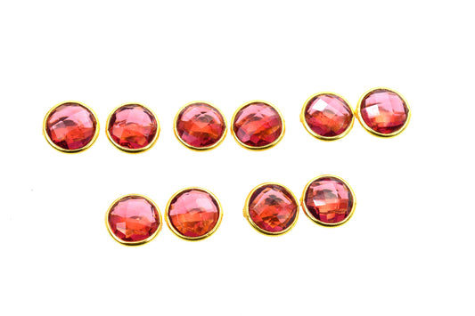 WHOLESALE 5PR 925 SOLID STERLING 24CT GOLD OVERLAY CUT TOURMALINE STUD LOT