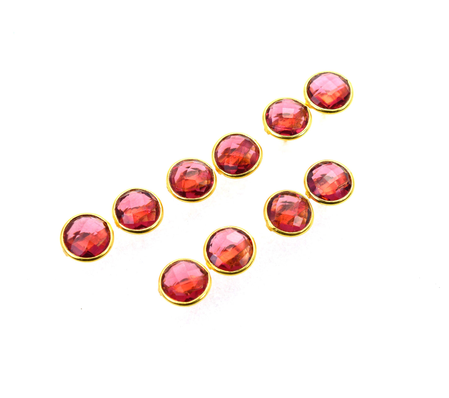 WHOLESALE 5PR 925 SOLID STERLING 24CT GOLD OVERLAY CUT TOURMALINE STUD LOT
