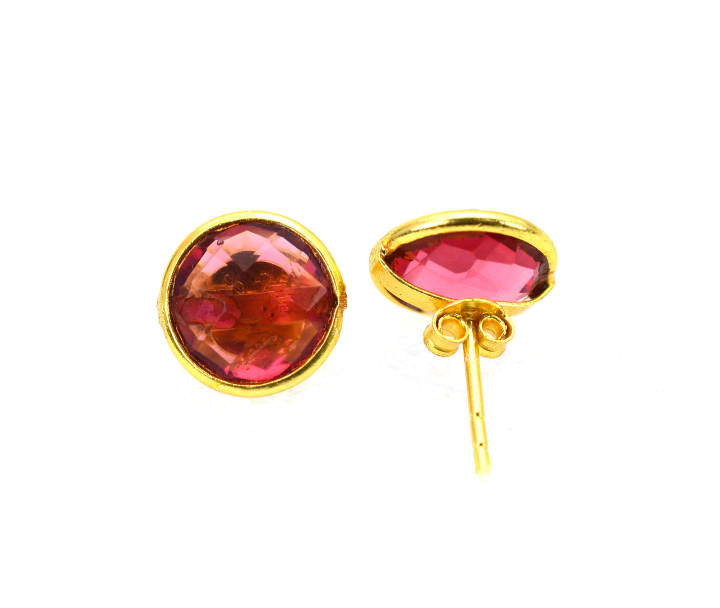 WHOLESALE 5PR 925 SOLID STERLING 24CT GOLD OVERLAY CUT TOURMALINE STUD LOT