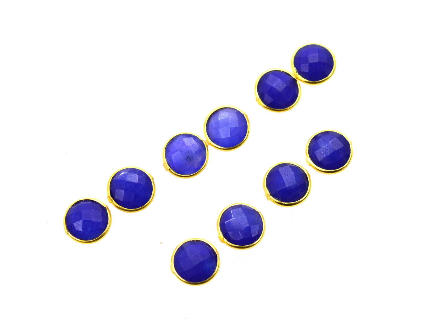 WHOLESALE 5PR 925 24CT GOLD OVERLAY BLUE Simulated Sapphire STUD LOT