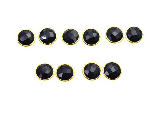 WHOLESALE 5PR 925 SOLID STERLING 24CT GOLD OVERLAY CUT BLACK ONYX STUD LOT