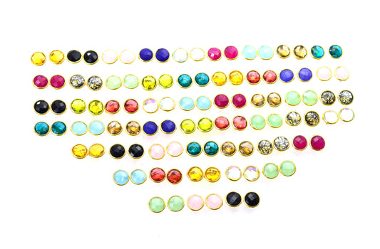 WHOLESALE 51PR 925 SOLID STERLING 24CT GOLD OVERLAY BLACK ONYX MIX STUD LOT