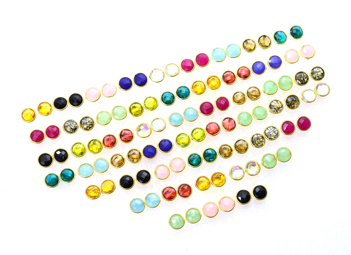 WHOLESALE 51PR 925 SOLID STERLING 24CT GOLD OVERLAY BLACK ONYX MIX STUD LOT
