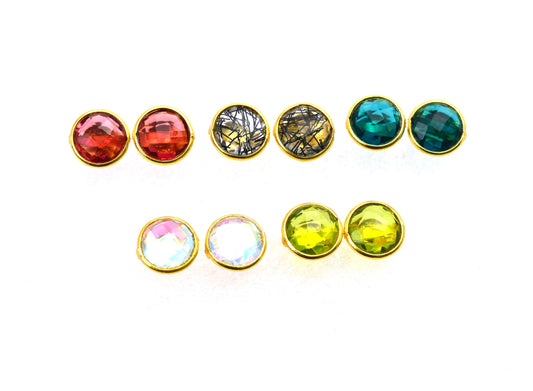 WHOLESALE 5PR 925 STERLING 24CT GOLD OVERLAY PERIDOT MIX STUD LOT