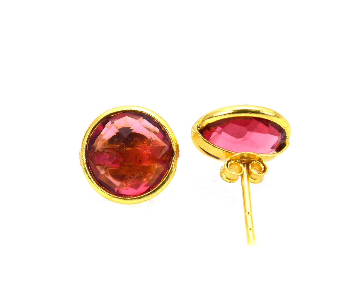 WHOLESALE 11PR 925 STERLING 24CT GOLD OVERLAY CHALCEDONY MIX STUD LOT