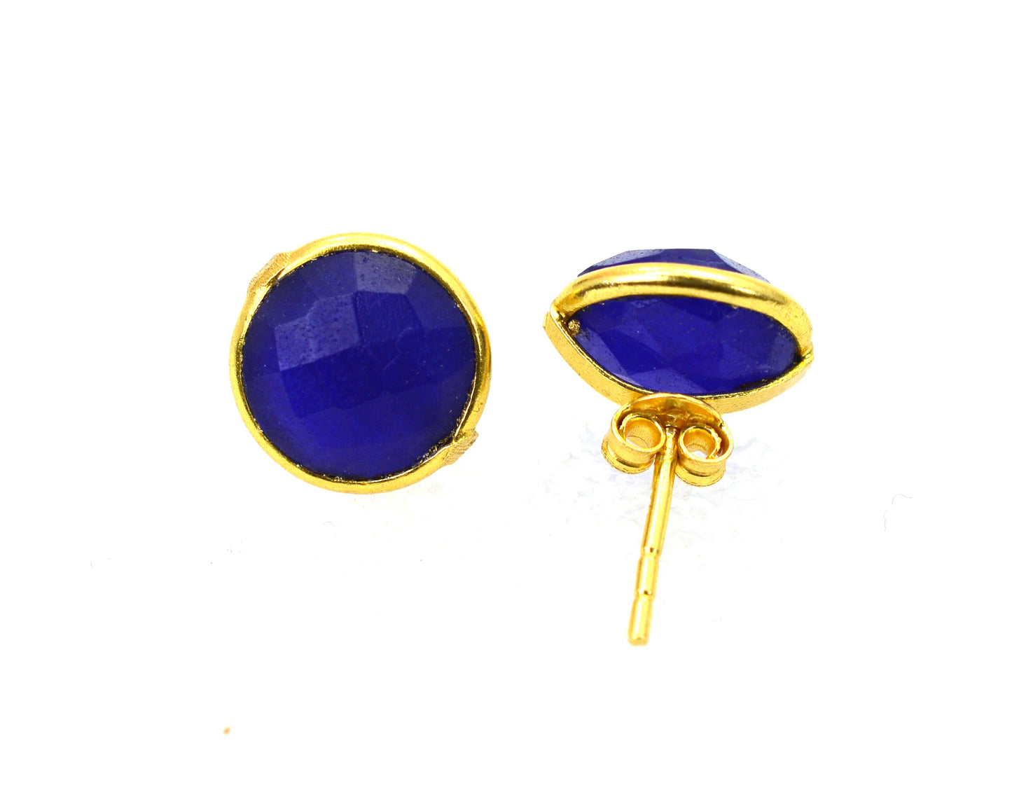WHOLESALE 21PR 925 STERLING 24CT GOLD OVERLAY CHALCEDONY MIX STUD LOT