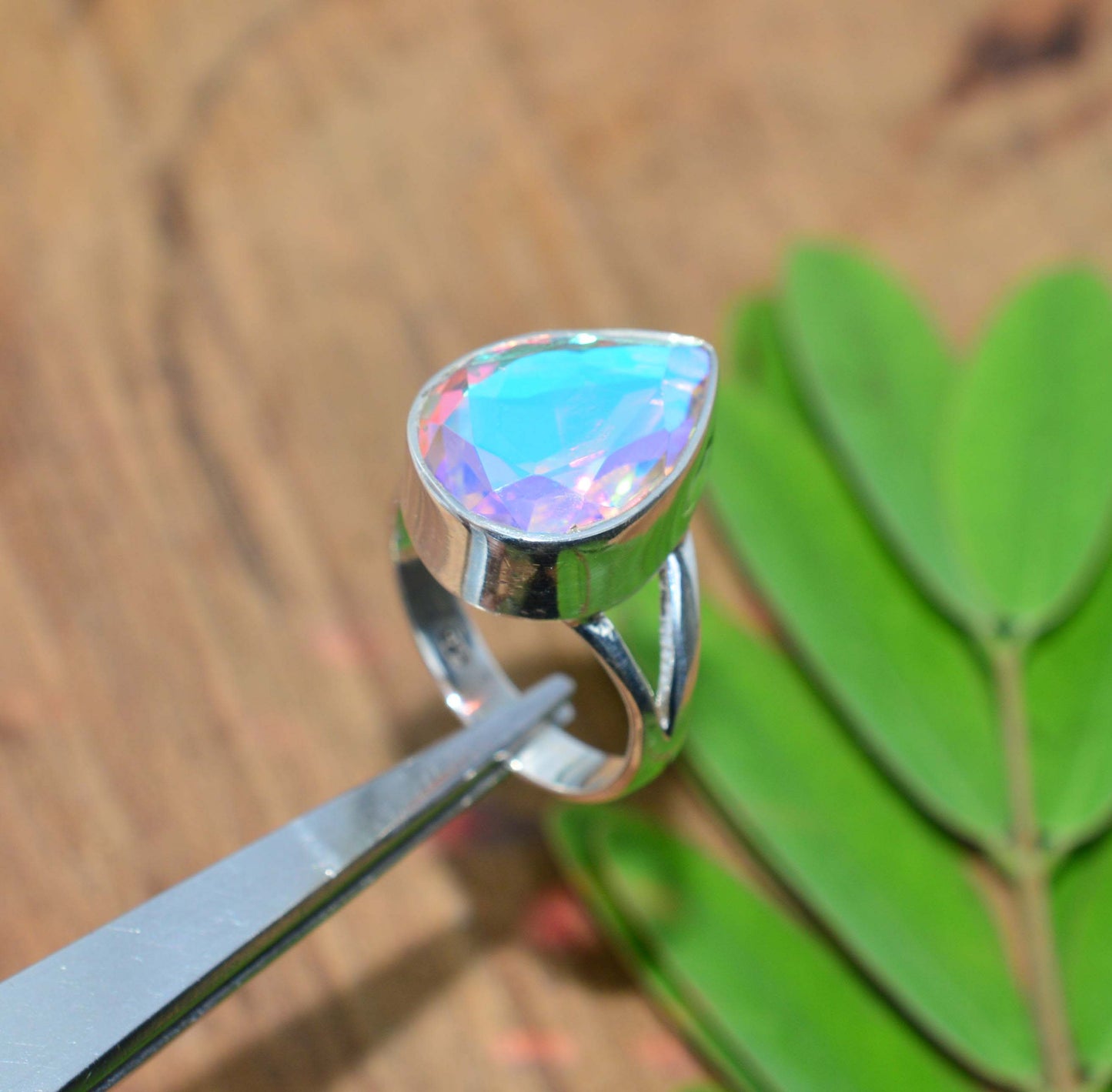 WHOLESALE 5PC 925 SOLID STERLING SILVER CUT RAINBOW MYSTIC QUARTZ RING LOT