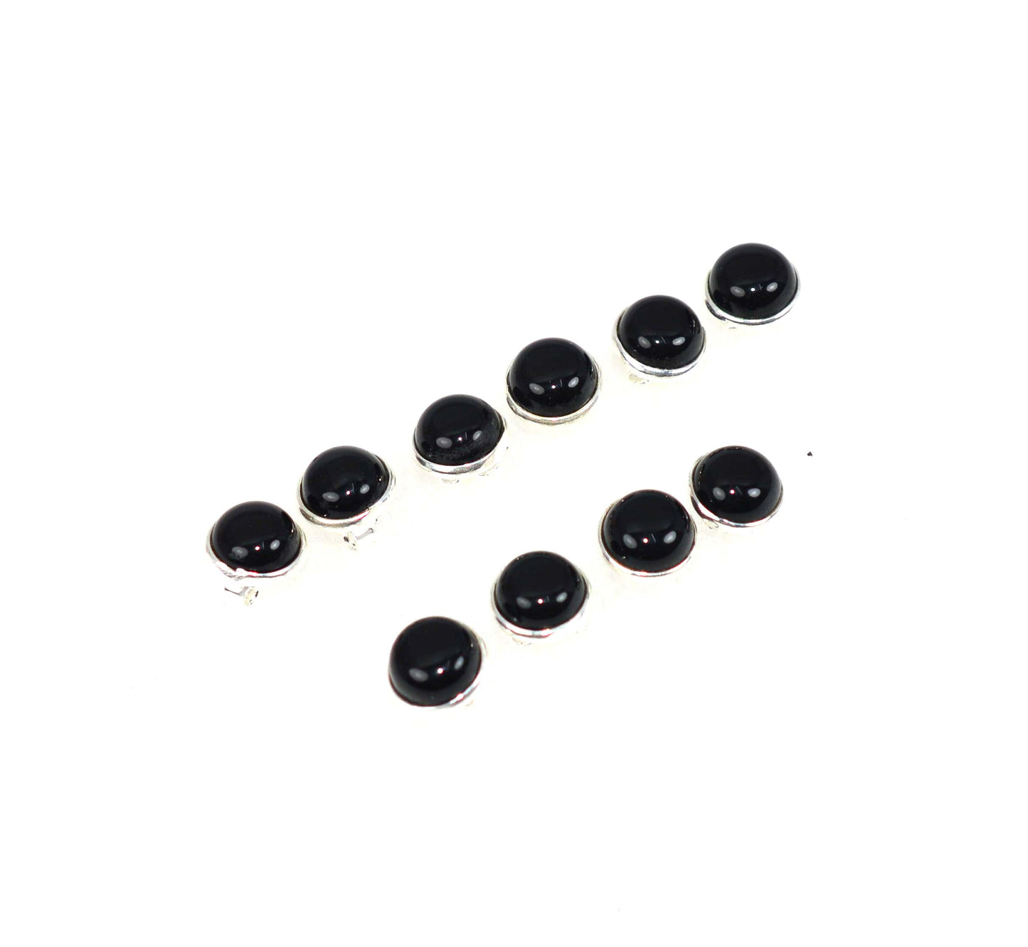 WHOLESALE 5PR 925 SOLID STERLING SILVER BLACK ONYX STUD EARRING LOT