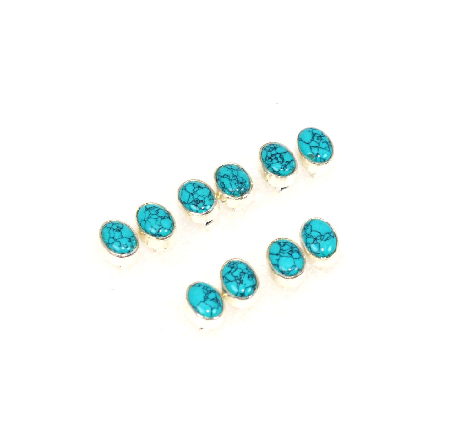 WHOLESALE 5PR 925 SOLID STERLING SILVER BLUE TURQUOISE STUD EARRING LOT