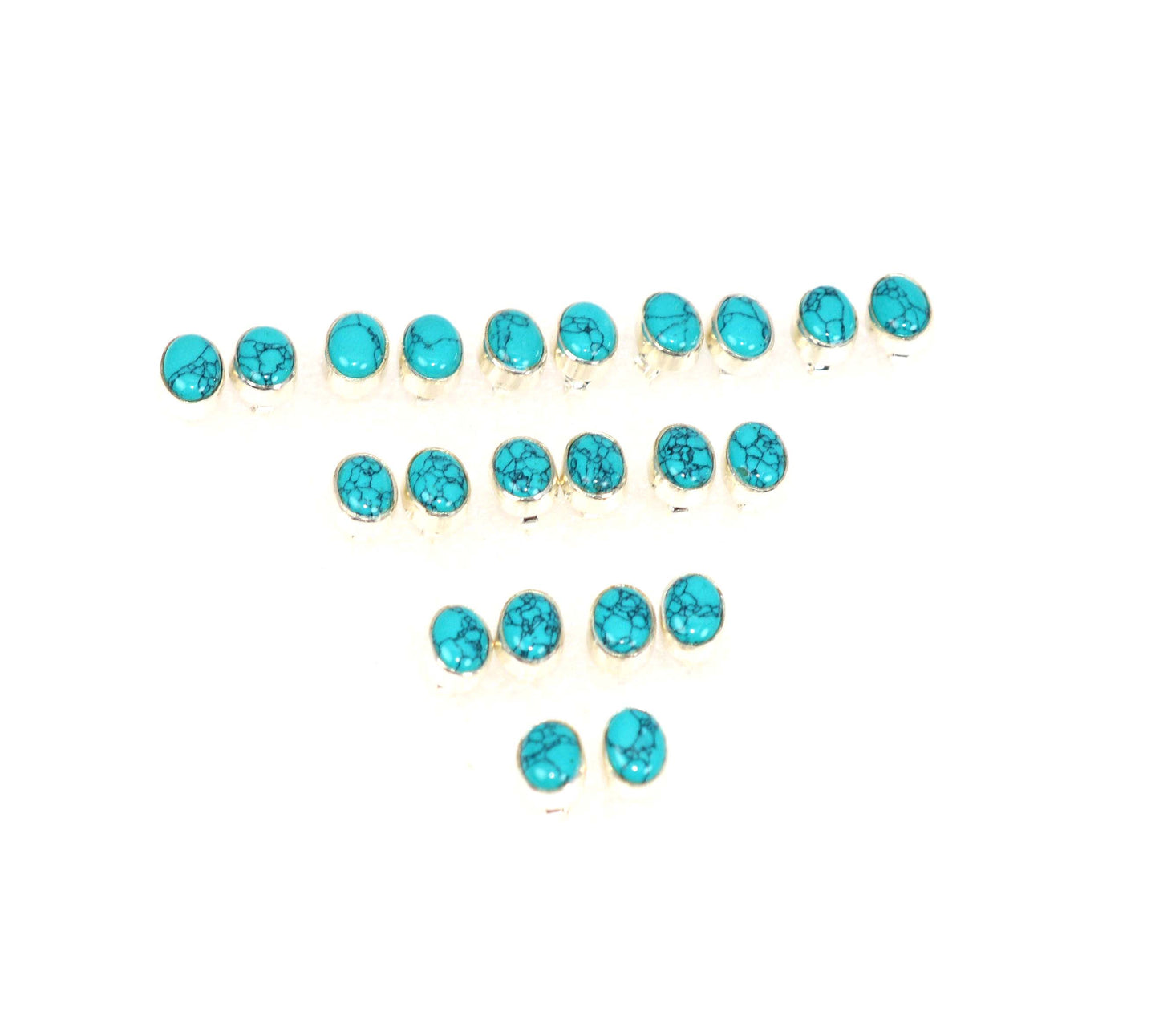 WHOLESALE 11PR 925 SOLID STERLING SILVER BLUE TURQUOISE STUD EARRING LOT