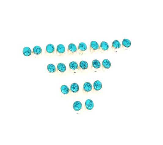 WHOLESALE 11PR 925 SOLID STERLING SILVER BLUE TURQUOISE STUD EARRING LOT