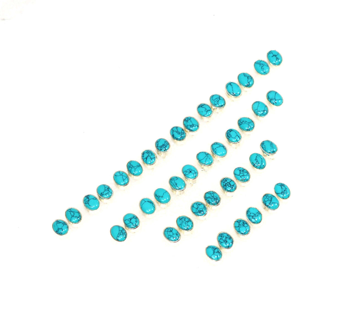 WHOLESALE 21PR 925 SOLID STERLING SILVER BLUE TURQUOISE STUD EARRING LOT