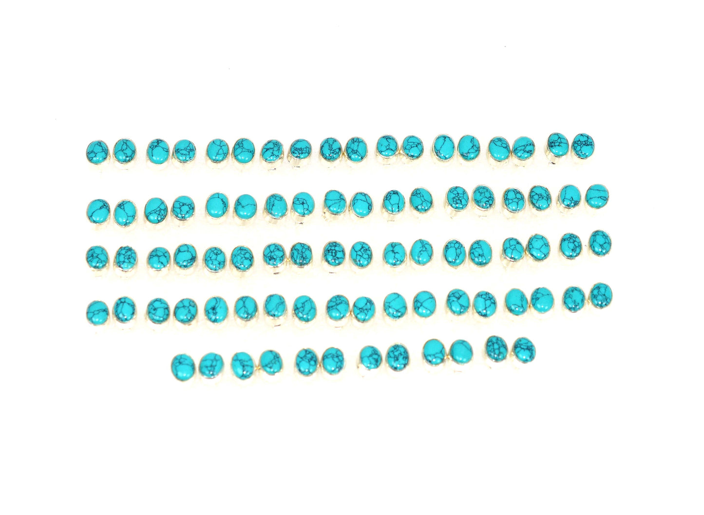 WHOLESALE 42PR 925 SOLID STERLING SILVER BLUE TURQUOISE STUD EARRING LOT