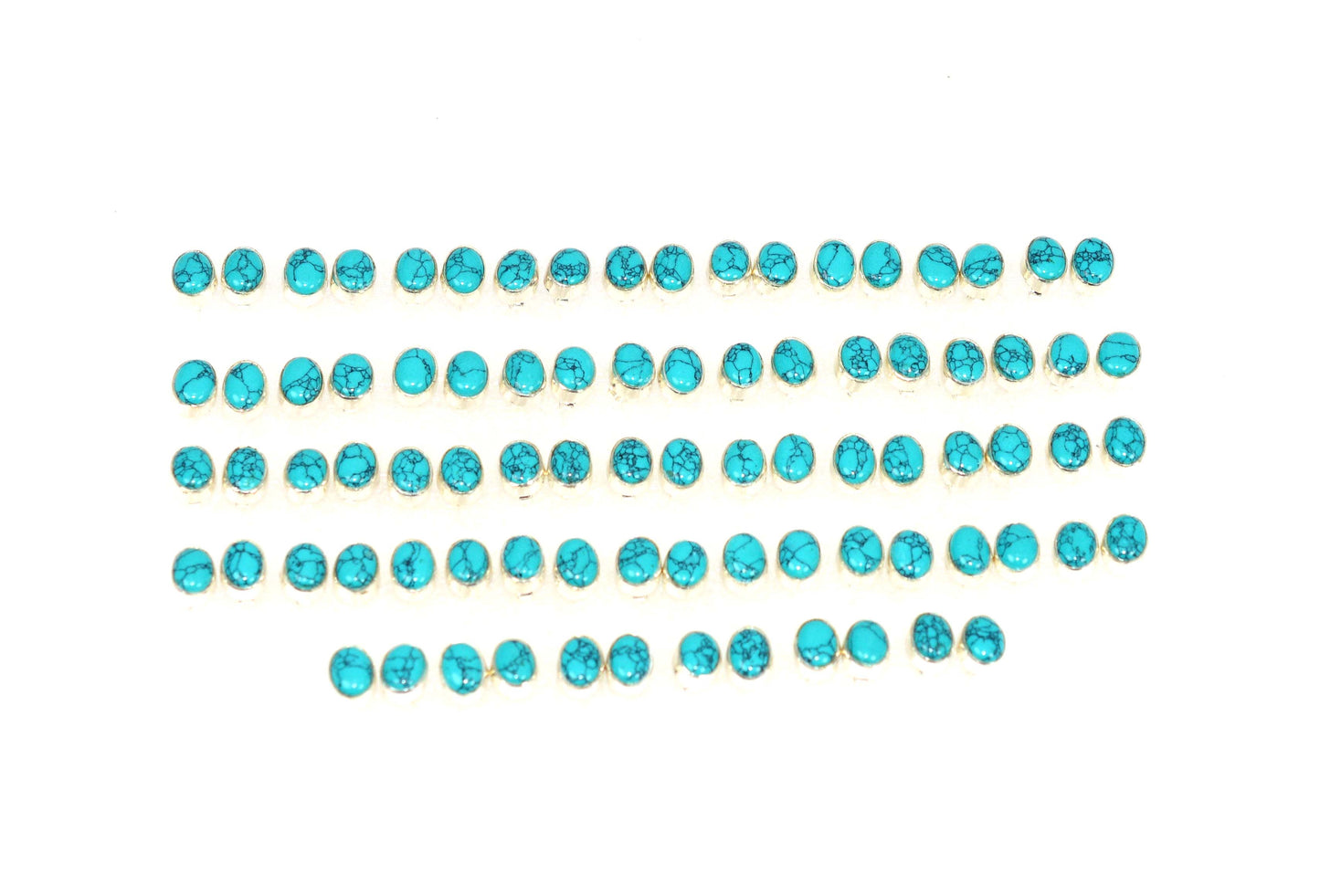 WHOLESALE 42PR 925 SOLID STERLING SILVER BLUE TURQUOISE STUD EARRING LOT