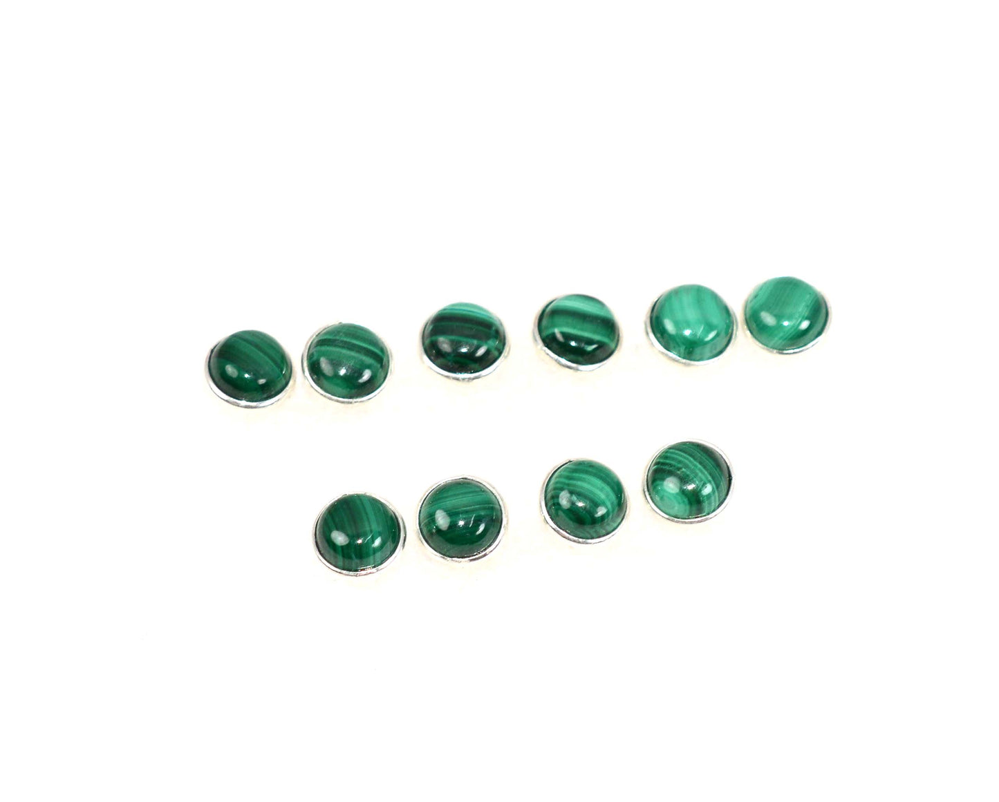 WHOLESALE 5PR 925 SOLID STERLING SILVER GREEN MALACHITE STUD EARRING LOT
