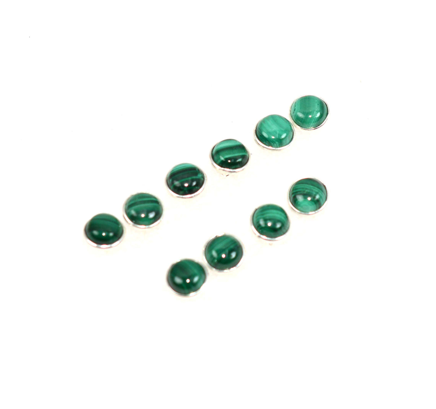 WHOLESALE 5PR 925 SOLID STERLING SILVER GREEN MALACHITE STUD EARRING LOT