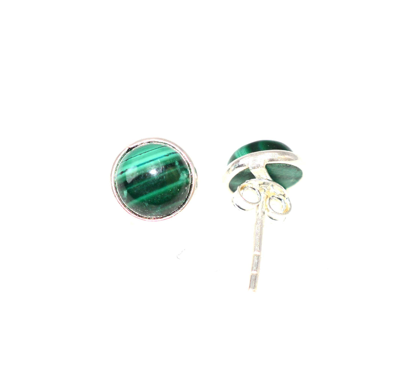 WHOLESALE 5PR 925 SOLID STERLING SILVER GREEN MALACHITE STUD EARRING LOT