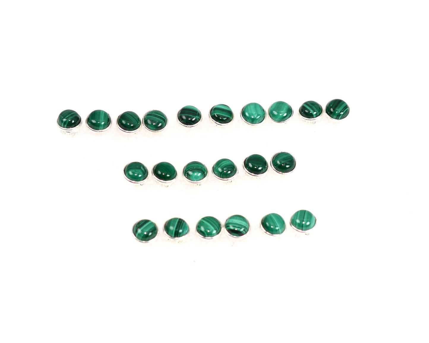 WHOLESALE 11PR 925 SOLID STERLING SILVER GREEN MALACHITE STUD EARRING LOT