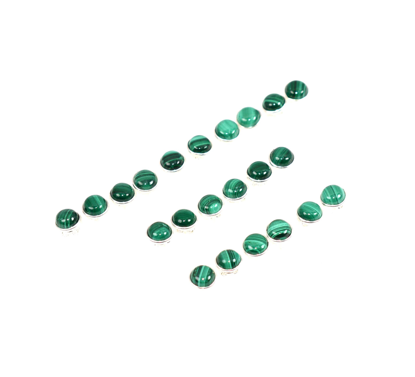 WHOLESALE 11PR 925 SOLID STERLING SILVER GREEN MALACHITE STUD EARRING LOT