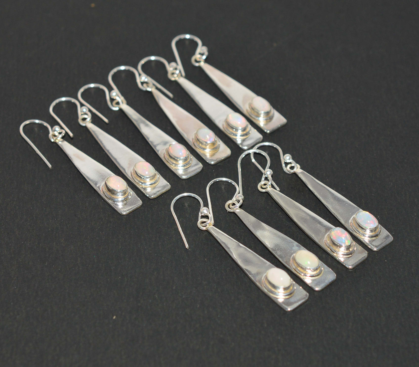 WHOLESALE 5PR 925 SOLID STERLING SILVER ETHIOPIAN OPAL HOOK EARRING LOT