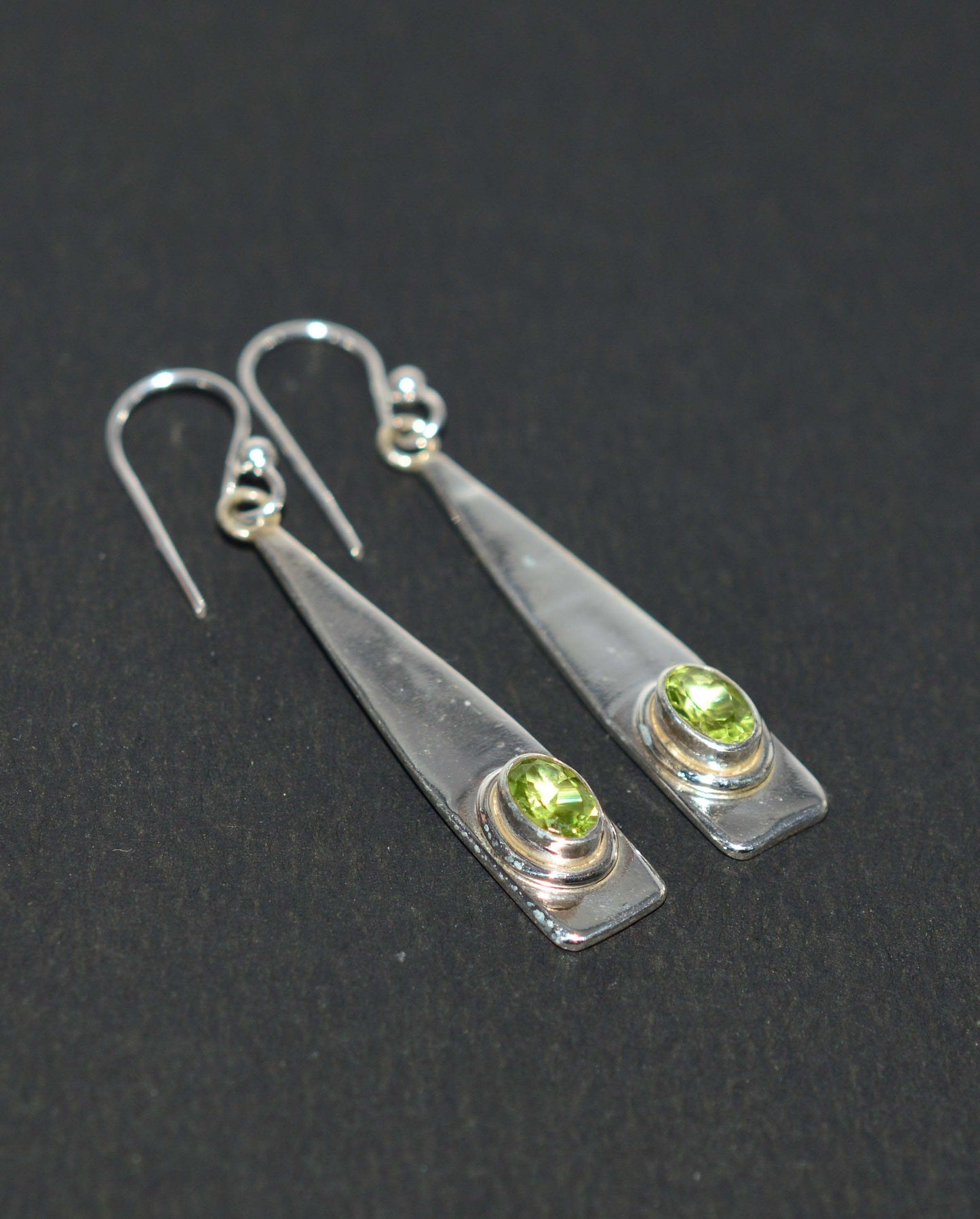 WHOLESALE 3PR 925 SOLID STERLING SILVER CUT GREEN PERIDOT HOOK EARRING LOT