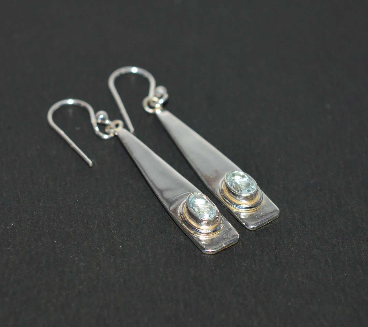 WHOLESALE 3PR 925 SOLID STERLING SILVER CUT BLUE TOPAZ HOOK EARRING LOT