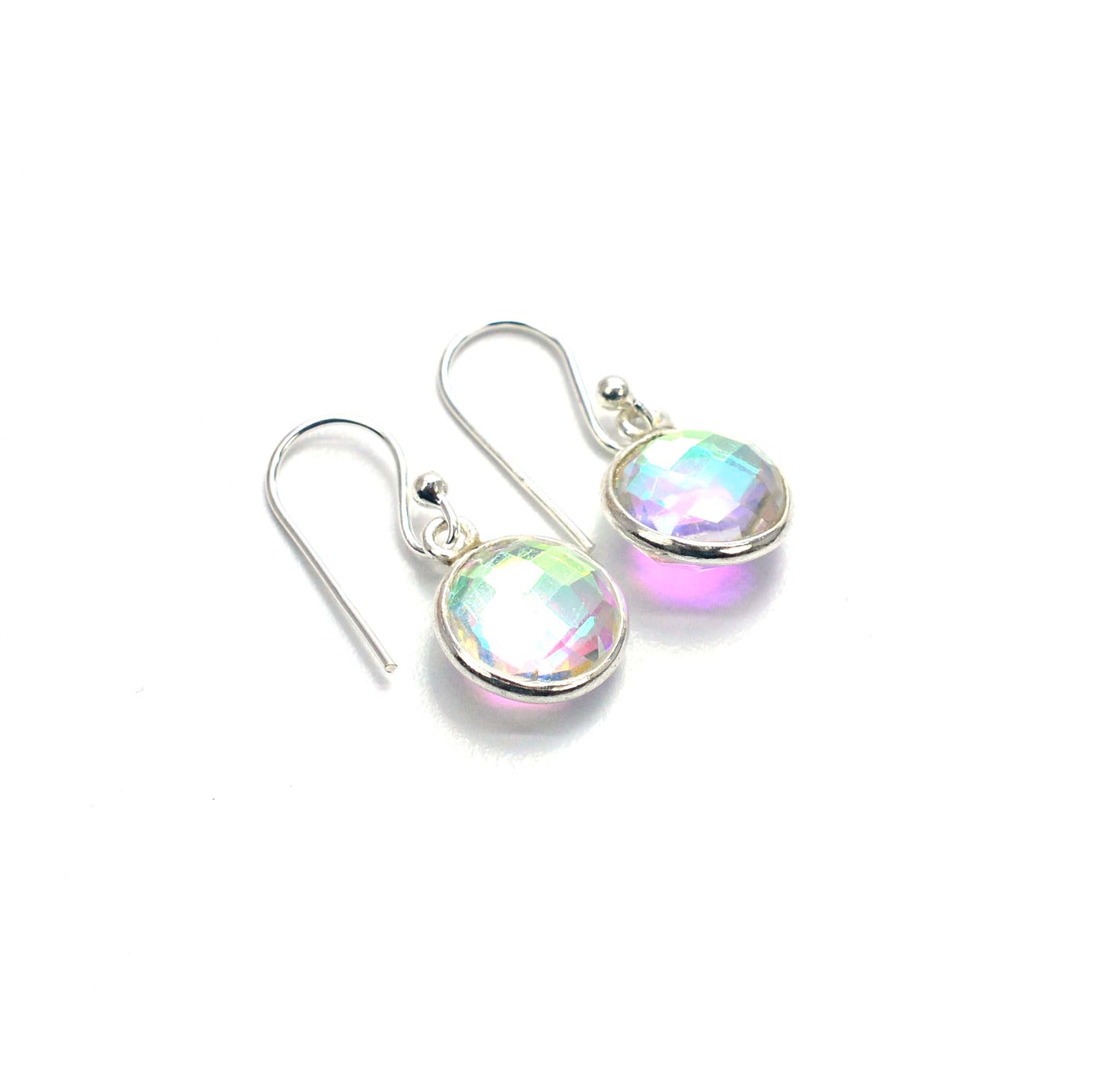 WHOLESALE 3PR 925 SOLID STERLING SILVER CUT RAINBOW MYSTIC QUARTZ EARRING LOT