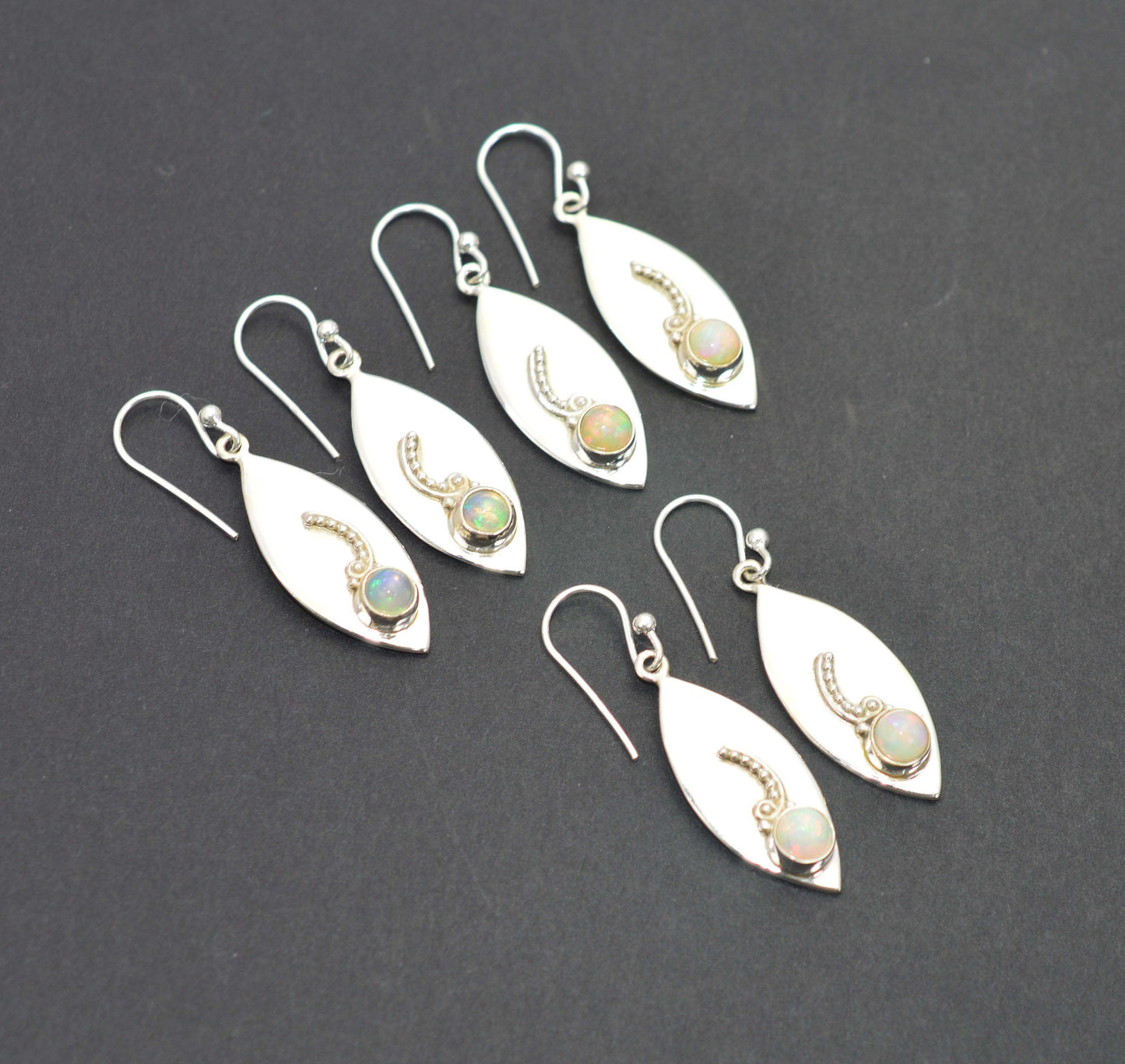 WHOLESALE 3PR 925 SOLID STERLING SILVER ETHIOPIAN OPAL HOOK EARRING LOT