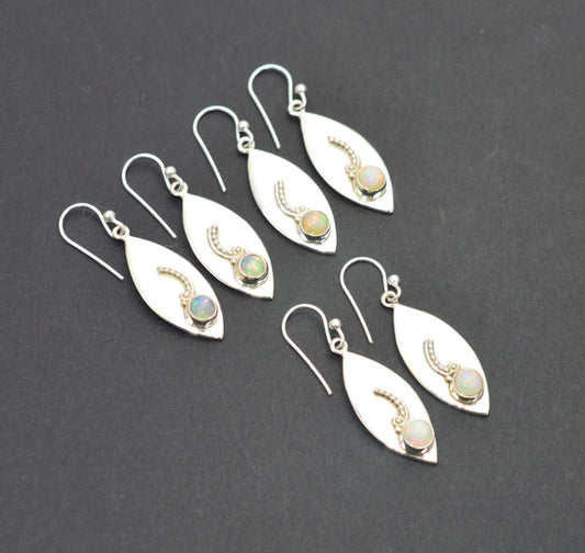 WHOLESALE 3PR 925 SOLID STERLING SILVER ETHIOPIAN OPAL HOOK EARRING LOT