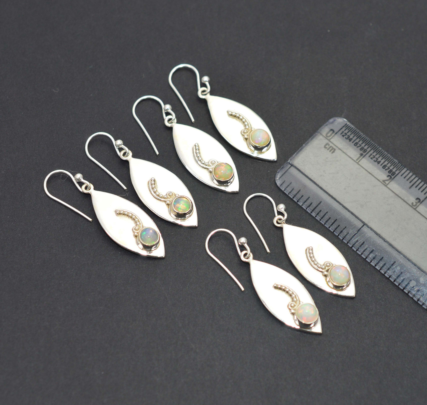 WHOLESALE 3PR 925 SOLID STERLING SILVER ETHIOPIAN OPAL HOOK EARRING LOT